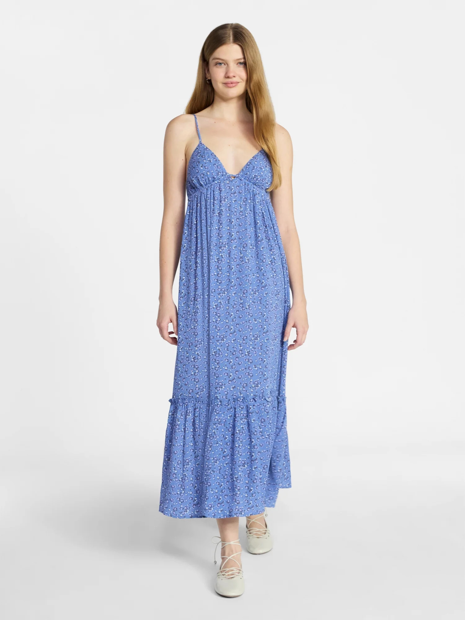 No Boundaries Sleeveless Tiered Maxi Dress, Women's XXS-XXL | Walmart (US)