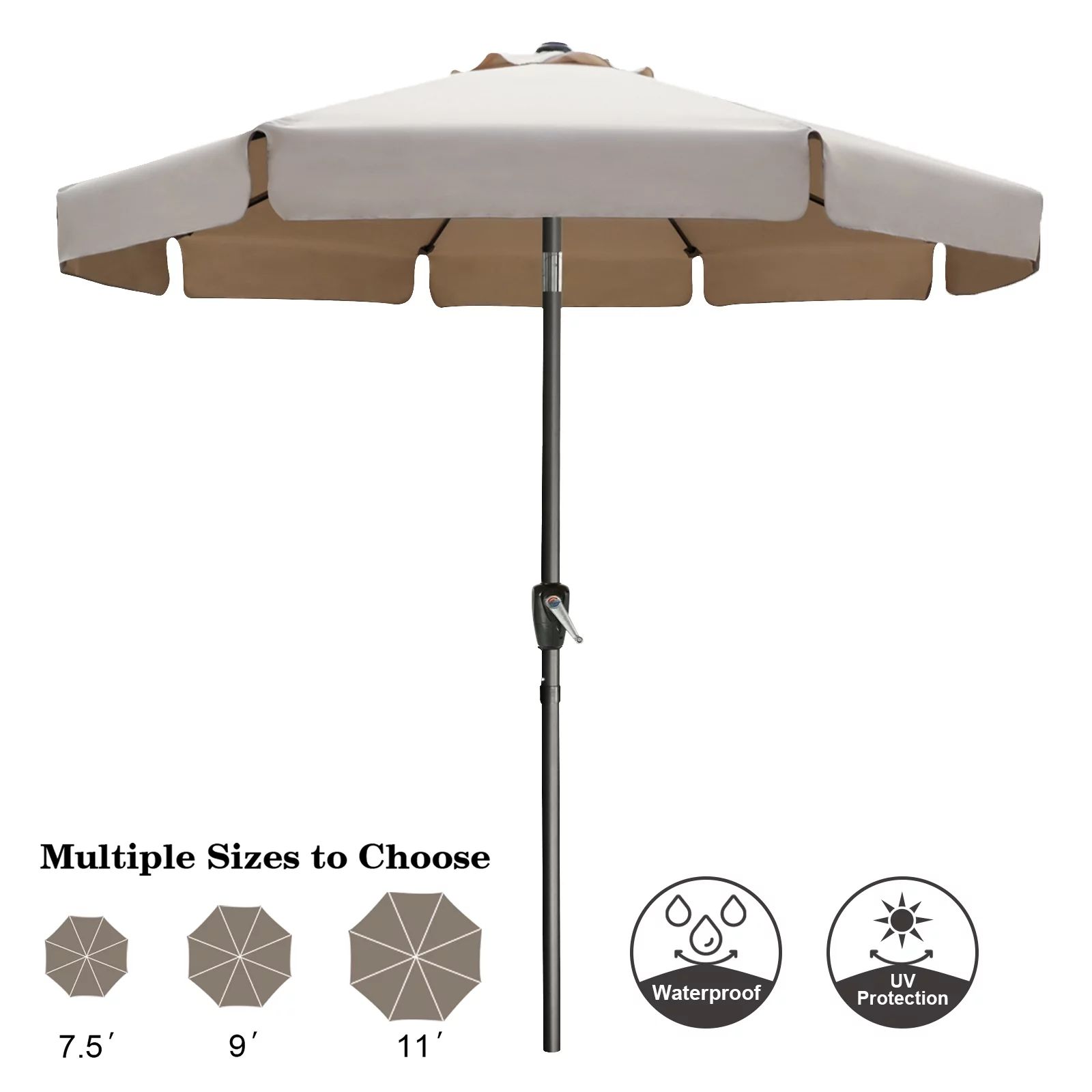 ABCCANOPY 7.5ft Outdoor Market Patio Umbrella with Push Button Tilt, 13+Colors, Khaki | Walmart (US)