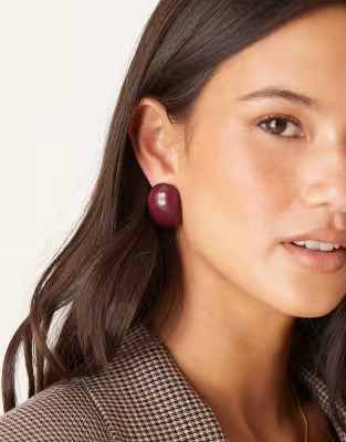 ASOS DESIGN large stud earrings with bubble oval design in mulberry | ASOS (Global)