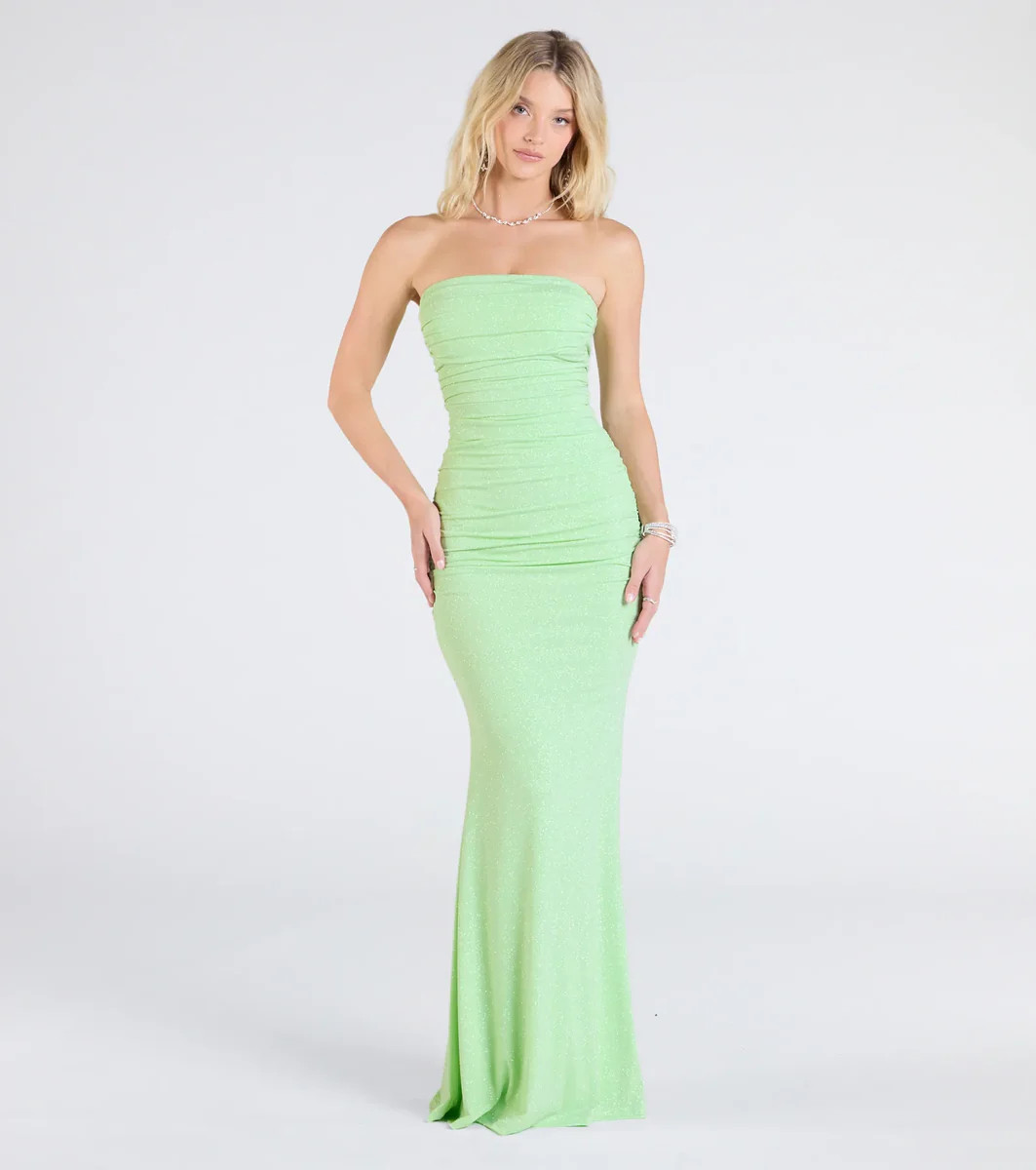 Mischka Strapless Mermaid Glitter Formal Dress | Windsor Stores