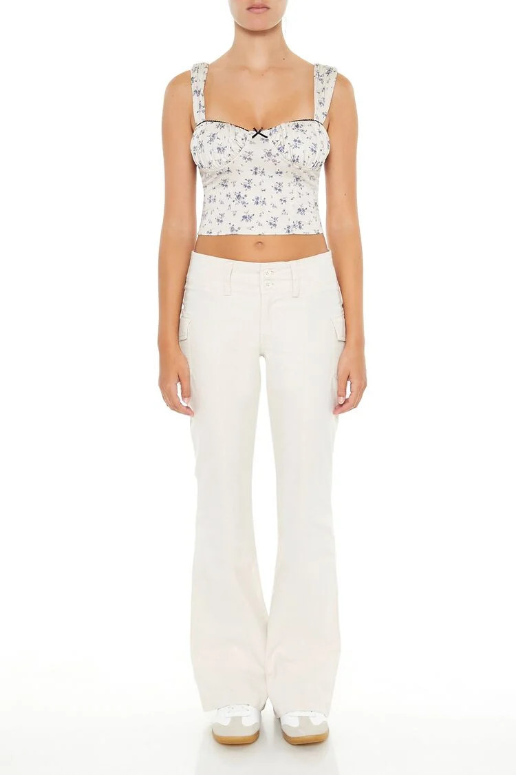 Poplin Flare-Leg Cargo Pants | Forever 21