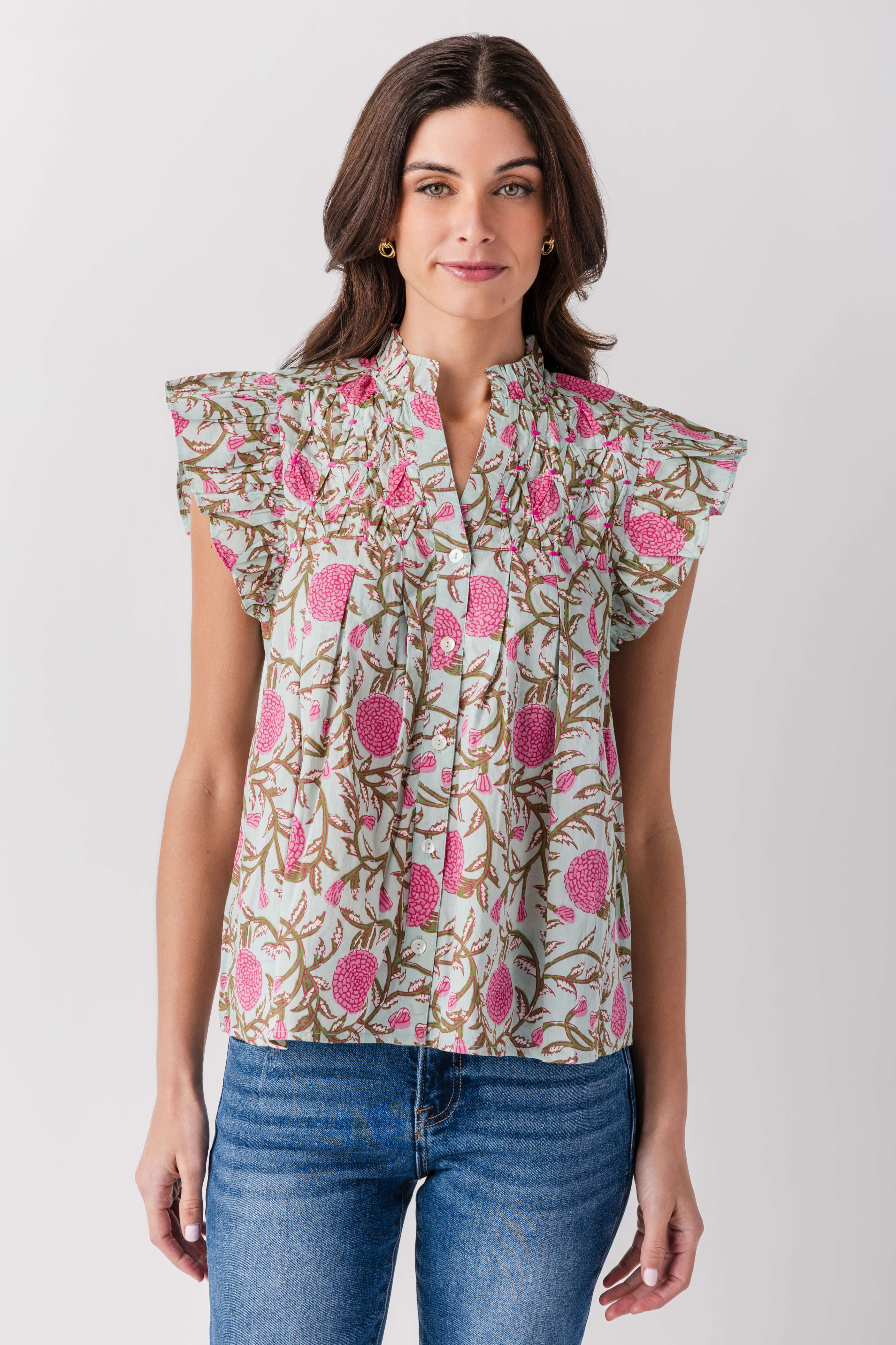THML Block Print Button Up Top | Social Threads