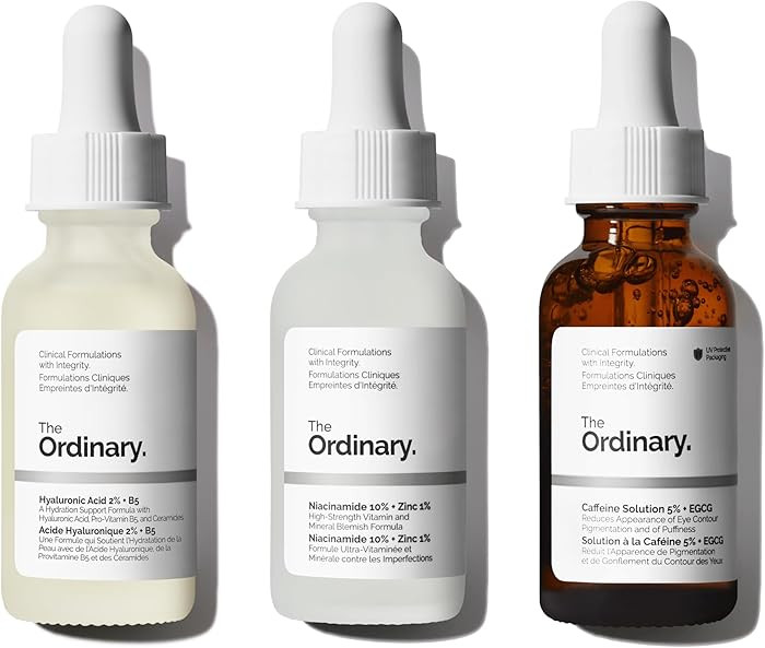 The Ordinary Serum Favorites Set – Hyaluronic Acid 2% + B5, Niacinamide 10% + Zinc 1%, Caffeine... | Amazon (US)