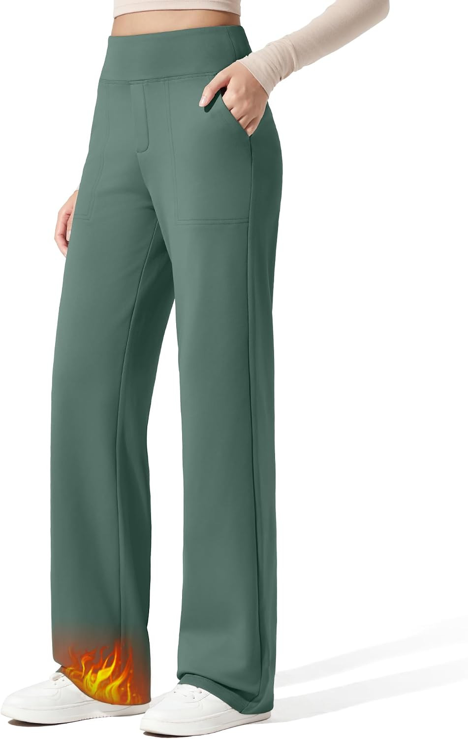 G4Free EverGoing Fleece Lined Wide Leg Pants for Women Dressy Work Casual | Amazon (US)
