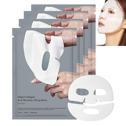 Deep Collagen Anti Wrinkle Lifting Mask 37gx4ea | Bio-Collagen Face Mask The Real Collagen 2,160,000ppb - Deep Collagen Overnight Mask Hydrating and Firming Overnight Hydrogel Mask Korean Skin Care | Amazon (US)