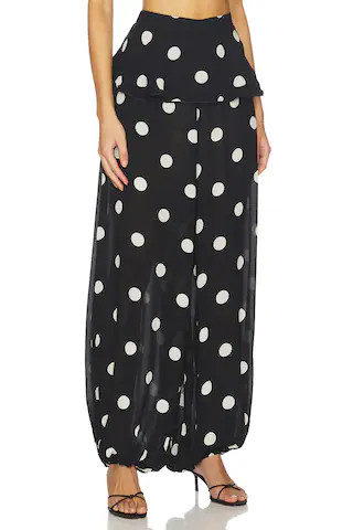 ADRIANA DEGREAS Polka Dot Peplum Pants in Black from Revolve.com | Revolve Clothing (Global)
