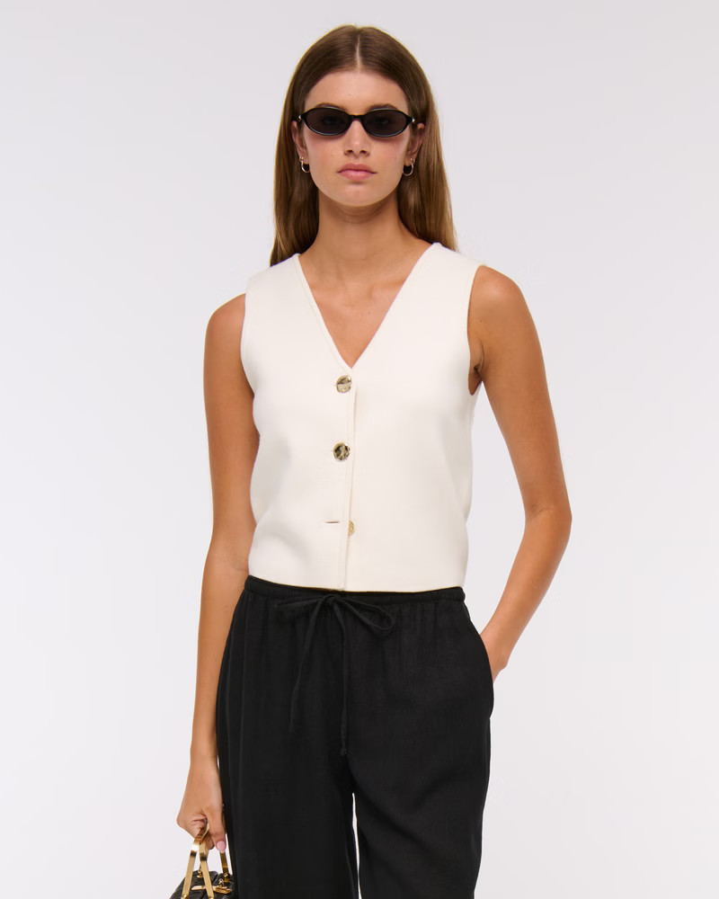 Women's LuxeLoft V-Neck Vest | Women's Tops | Abercrombie.com | Abercrombie & Fitch (US)