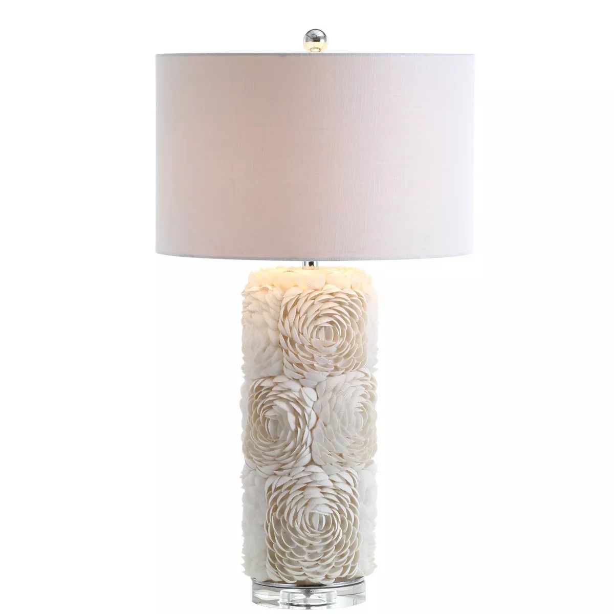 28.5" Seashell/Resin/Crystal Rosette Table Lamp (Includes LED Light Bulb) White - JONATHAN Y | Target