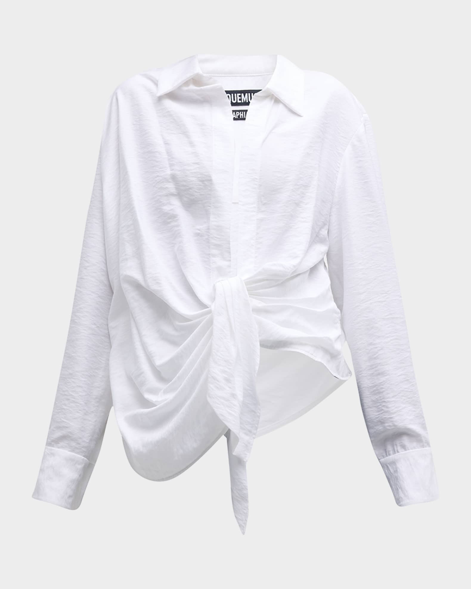 Bahia Draped Tie Collared Shirt | Neiman Marcus