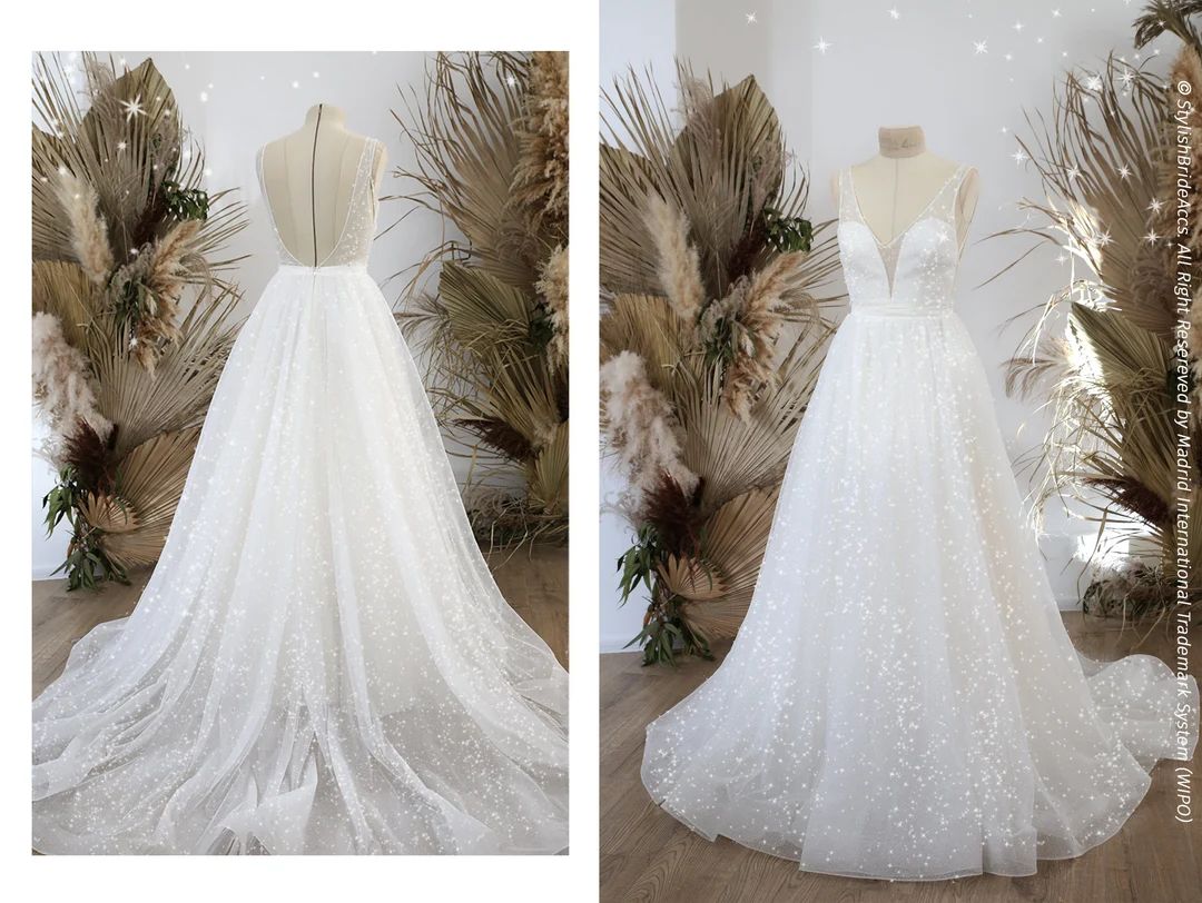 NEW! Amazing shimmering sparkle glitter bridal dress, bridal glitter wedding skirt and top, glitt... | Etsy (US)