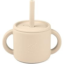 Little Leaf 2-In-1 Silicone Baby Cup - 6 OZ Straw Sippy Cup for Baby - Grippy Handles & Removable Li | Amazon (US)