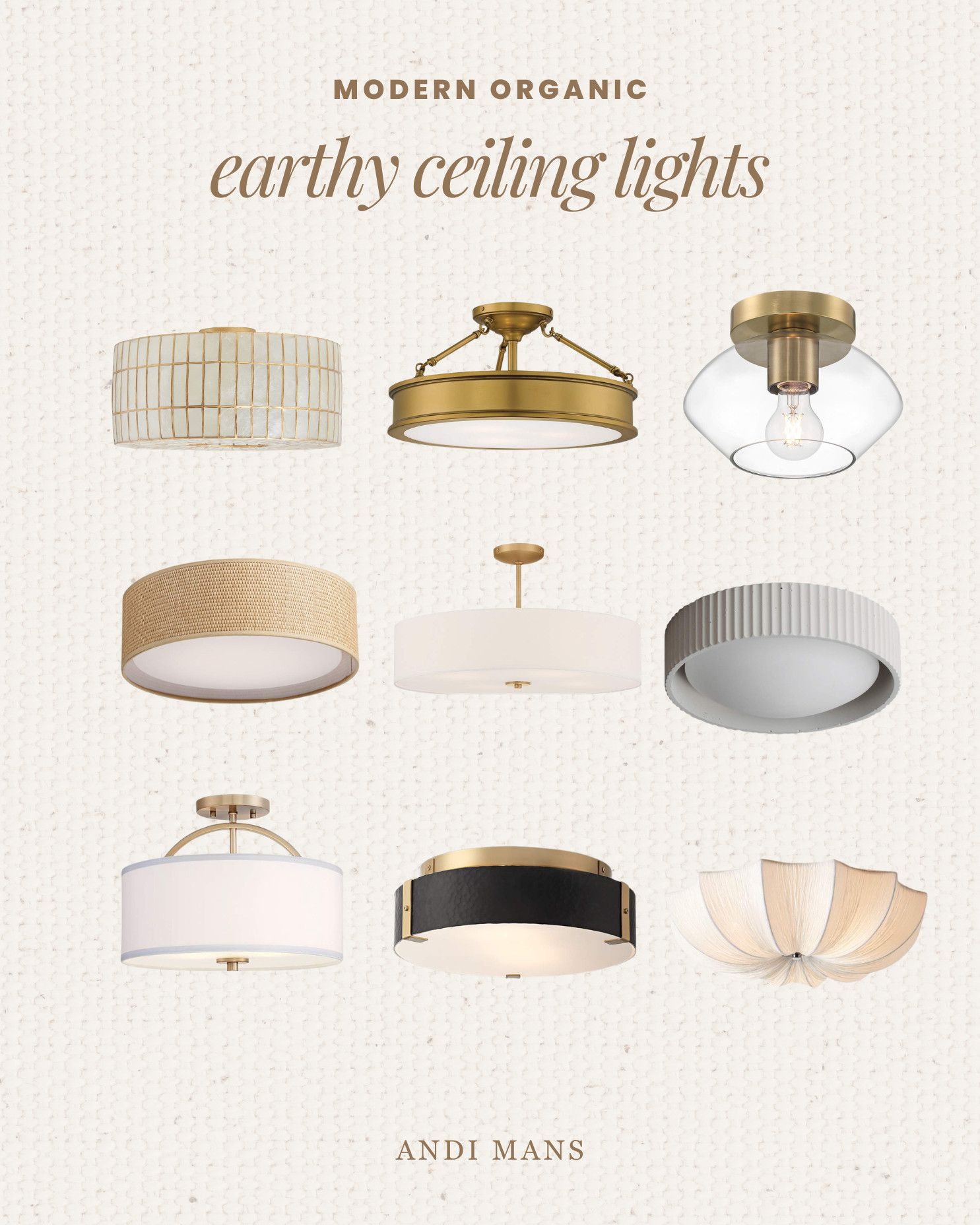 Ceiling lighting finds for your modern organic, neutral home - these work great in your hallway lighting, bedroom lighting or living room lighting! 

 #LTKOver40 #LTKHome #LTKSaleAlert
