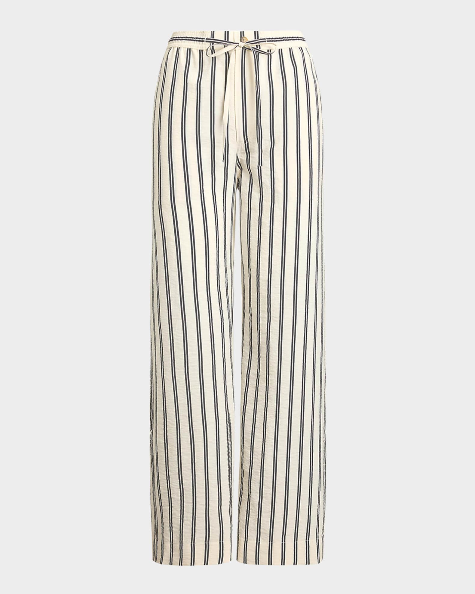 Striped Silk-Blend Wide-Leg Pant | Neiman Marcus