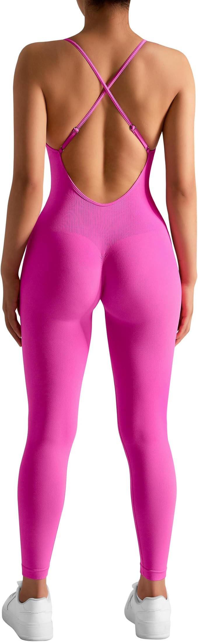 OMKAGI Women Strappy Backless One Piece Jumpsuits Seamless Tummy Control Workout Romper | Amazon (US)