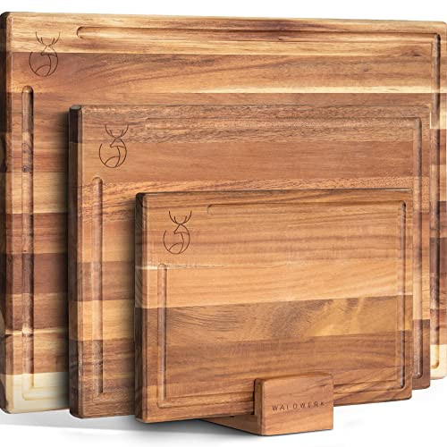 WALDWERK Cutting Board Set (15.75 x 12/13 x 9.5/10 x 7 in) out of Solid Acacia Wood - 0,8 in Thick Cutting Boards for Kitchen - Wood Cutting Boards (3 Boards) | Amazon (US)
