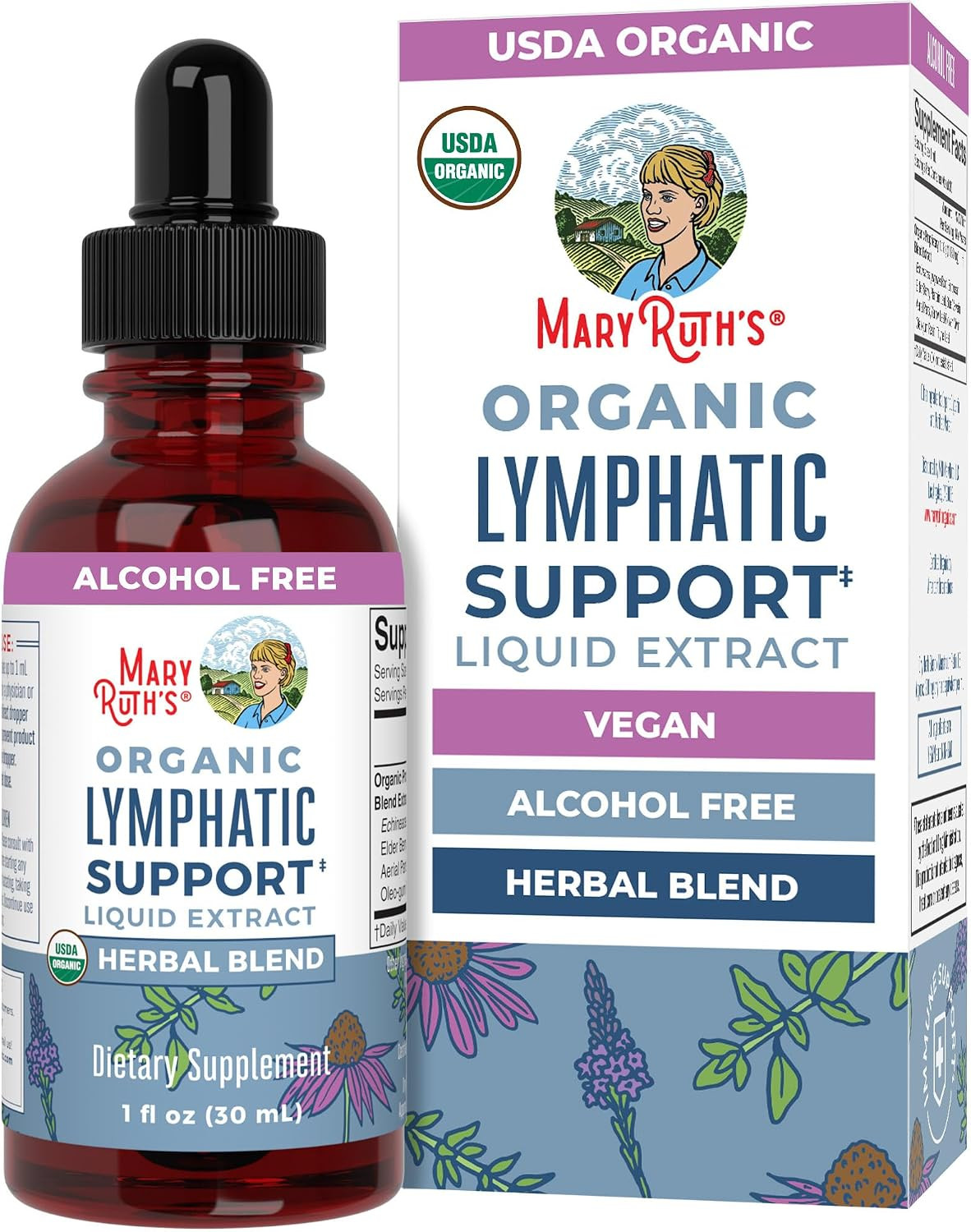 MaryRuth Organics Lymphatic Support Drops, USDA Organic Immune Support Supplement, Lymphatic Support with Echinacea & Elderberry, Antioxidant & Immune Defense, Vegan, Non-GMO, 30 Servings | Amazon (US)