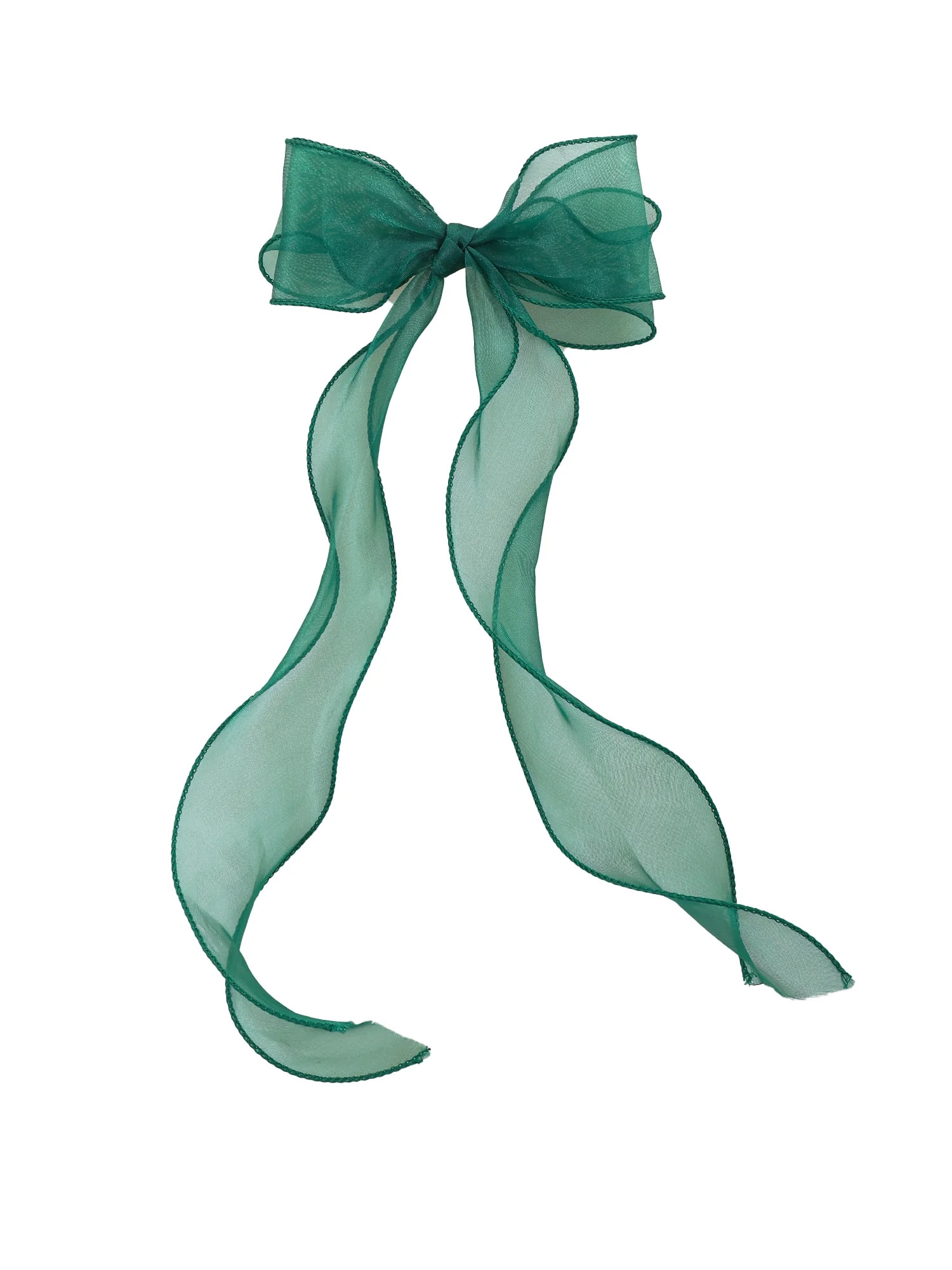 Holiday Time Tulle Ribbon Hair Bow Barrette, Green, 1 Piece | Walmart (US)