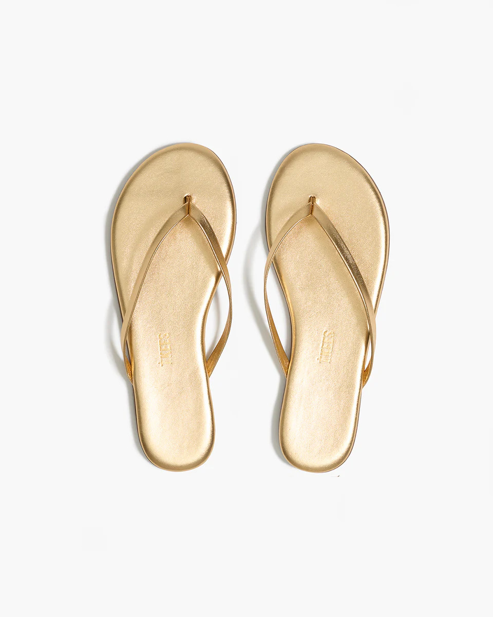 TKEES Lily Metallics Leather Flip Flops in Blink | TKEES