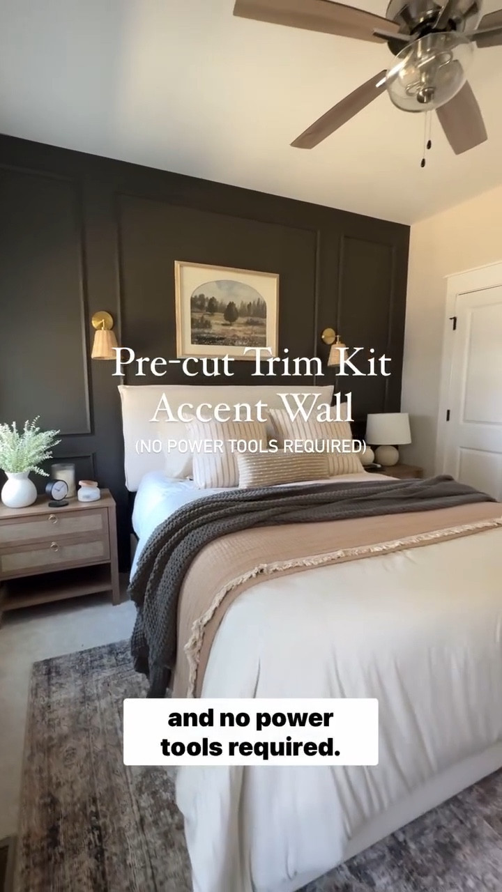 ✨How I built this accent wall, no power tools required! 

I found this pre-cut trim kit on Etsy and it made this process so easy! Linking everything I used here!

👉🏻first, I taped out the measurements on my wall to make sure everything would fit.
👉🏻Then I painted my wall in @sherwinwilliams Urbane Bronze
👉🏻Primed and painted the trim same color before putting it in the wall
👉🏻one by one, I used a level and then painters tape to hold the trim to the wall, while I used finish nails to nail the trim into the wall. You could definitely use a brad nailer and another person to make this process go way faster. But it’s not necessary.
👉🏻After it was all hung, I went back over it with a coat to hide the nails. 

If I can do this, so 👏🏻 can 👏🏻 you 👏🏻



#LTKHome