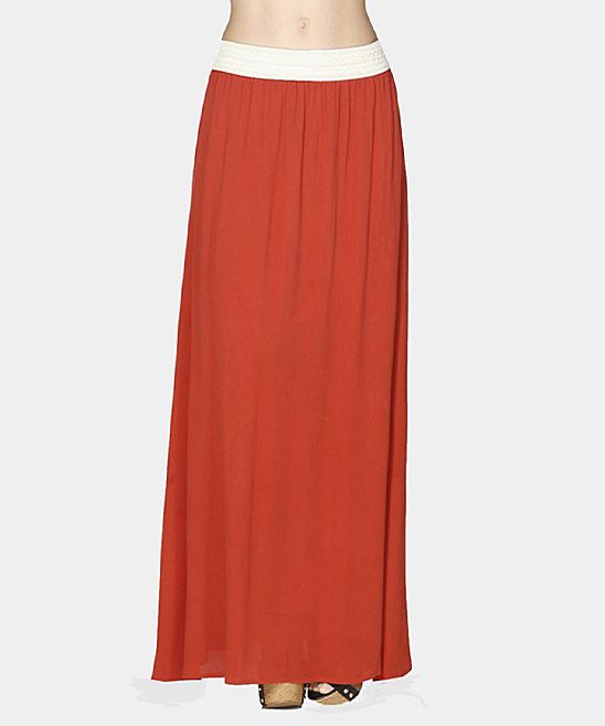 Lydiane Women's Maxi Dresses Rust - Rust Contrast Waistband Maxi Skirt - Women | Zulily