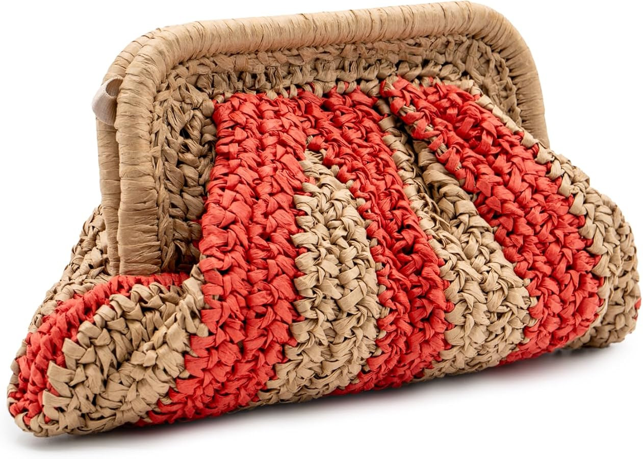 Straw Clutch Purses - Straw Crossbody Bags for Women Woven Purse Beach Handbags Cloud Dumpling Po... | Amazon (US)