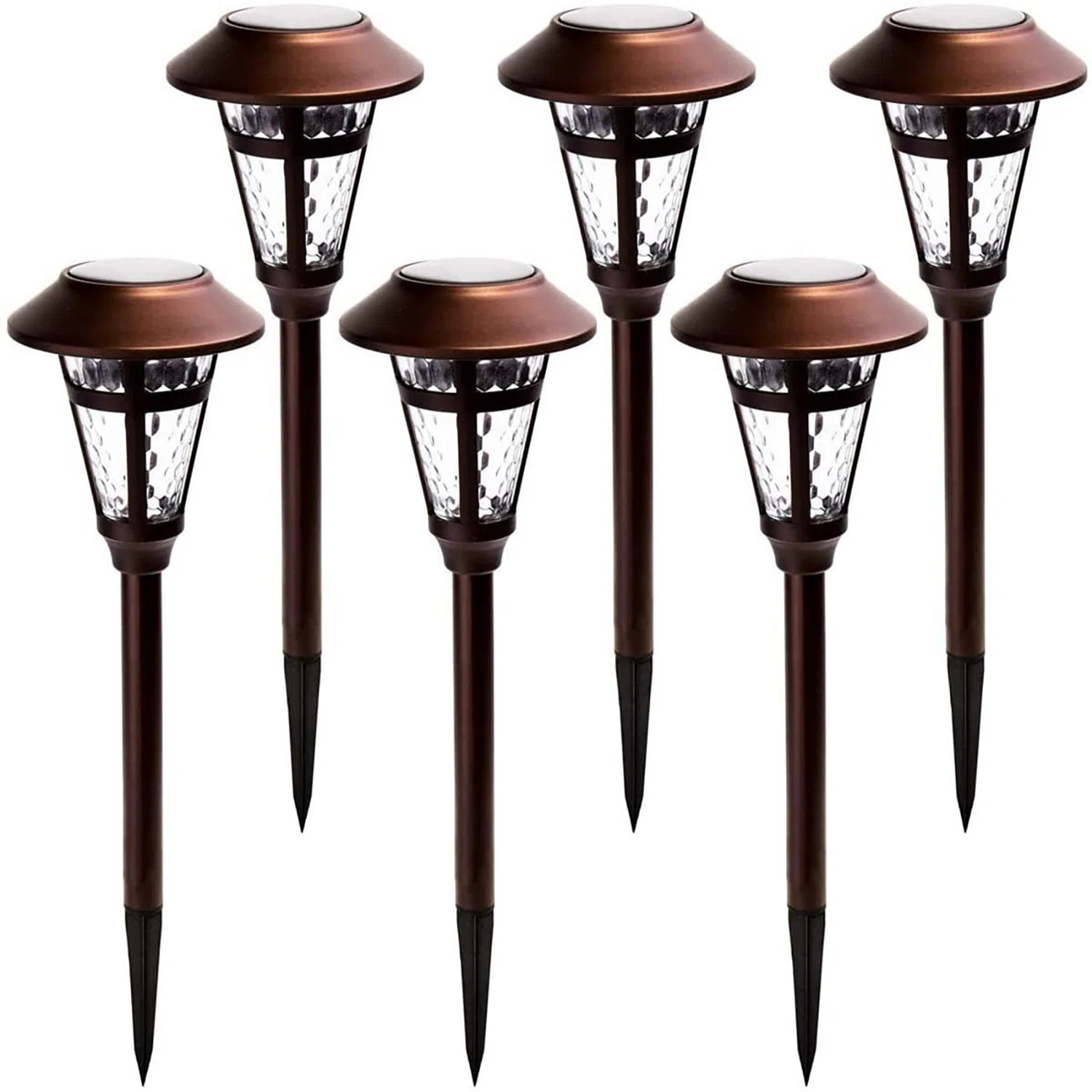 Bronze Low Voltage Solar Powered Integrated LED Metal Pathway Light Pack (Set of 6) | Wayfair North America