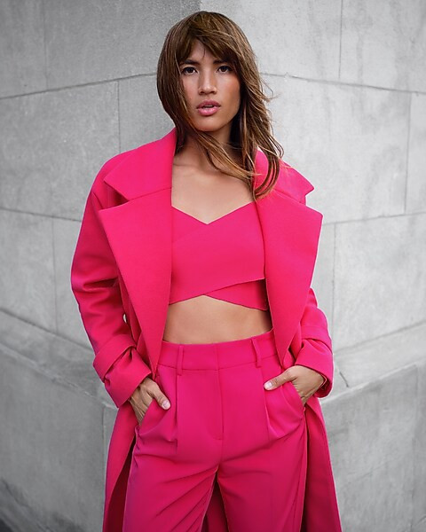 Body Contour Wrap Front Cropped Sweater | Express