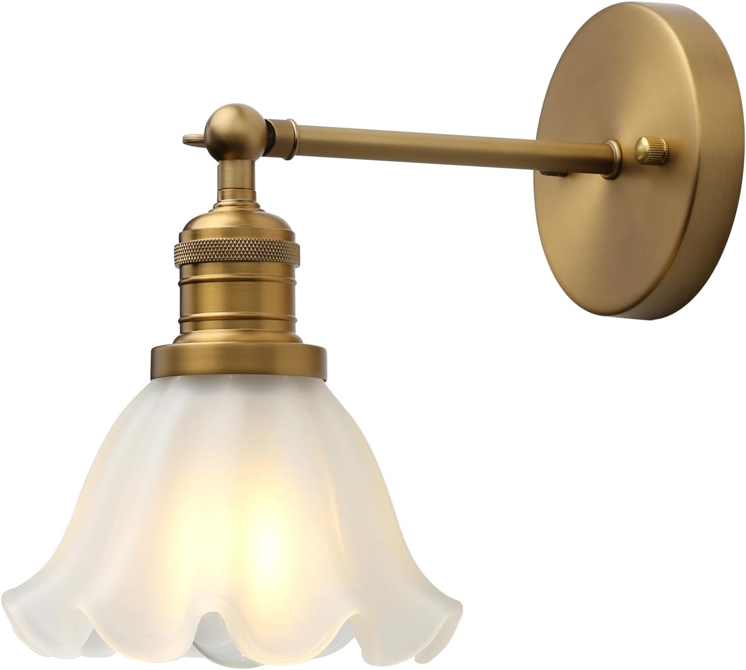 Phansthy Vintage Wall Sconces with Frosted Glass Lampshade 180 Degree Adjustable Brass Sconces Mo... | Amazon (US)