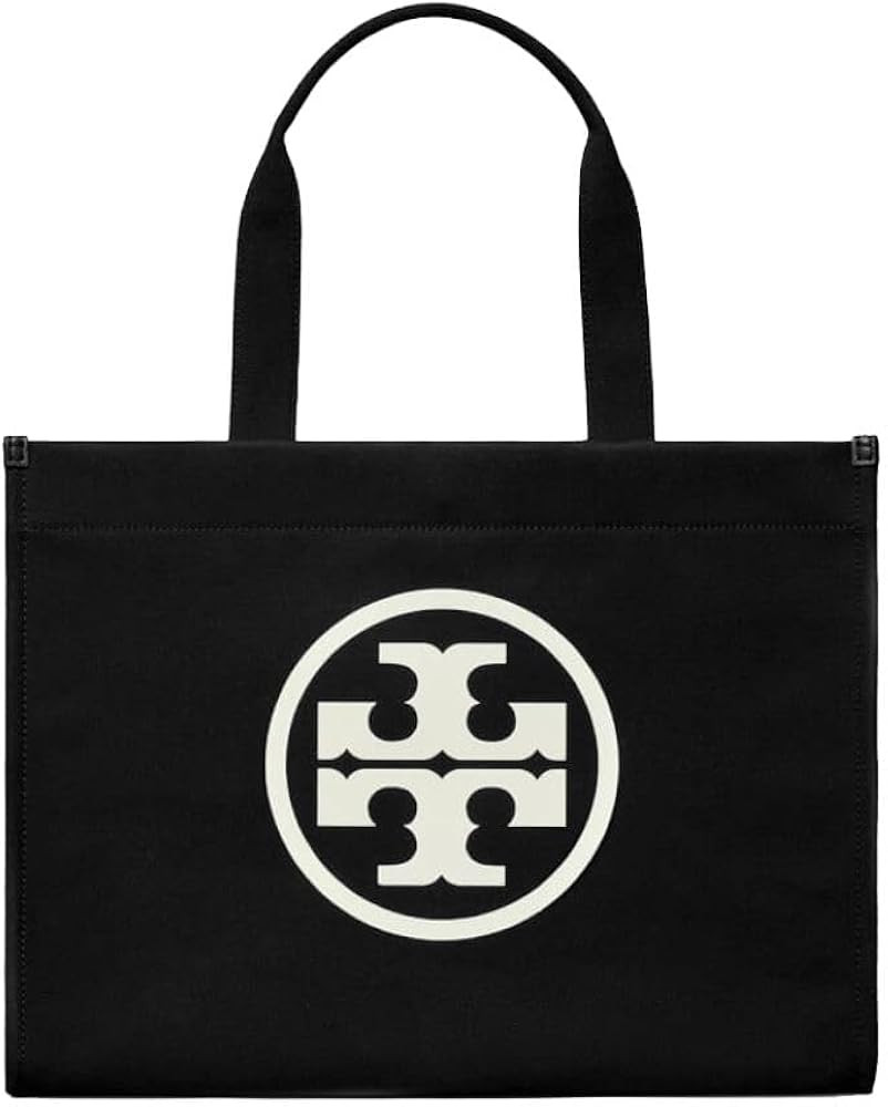 Tory Burch Women's Black Ella Canvas Tote Handbag | Amazon (US)