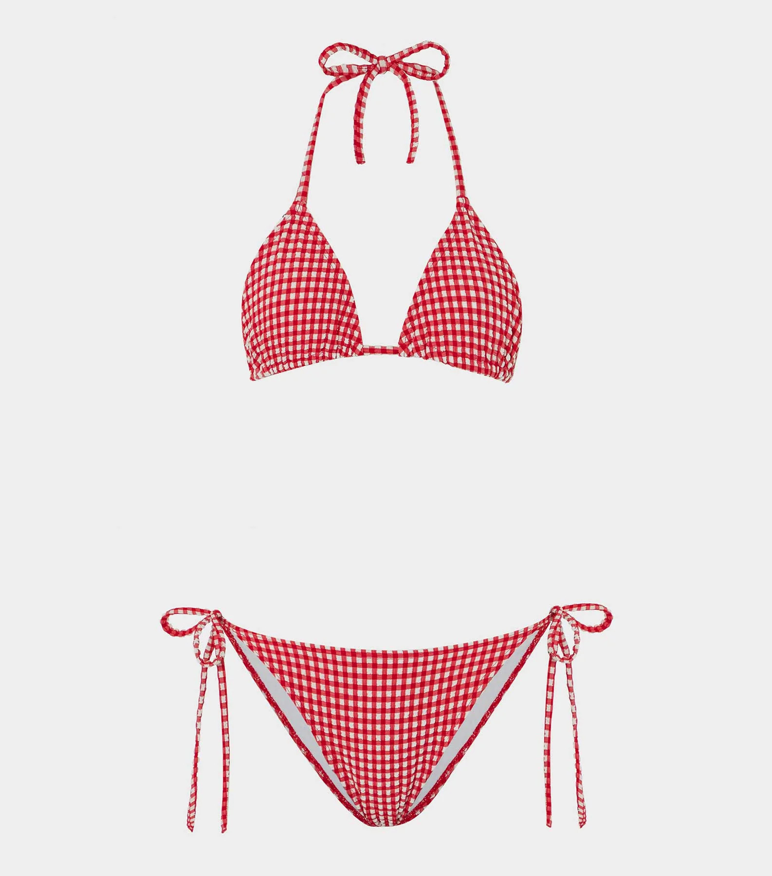 Gingham Seersucker Sabrina Bikini - Red Gingham | HUNZA G