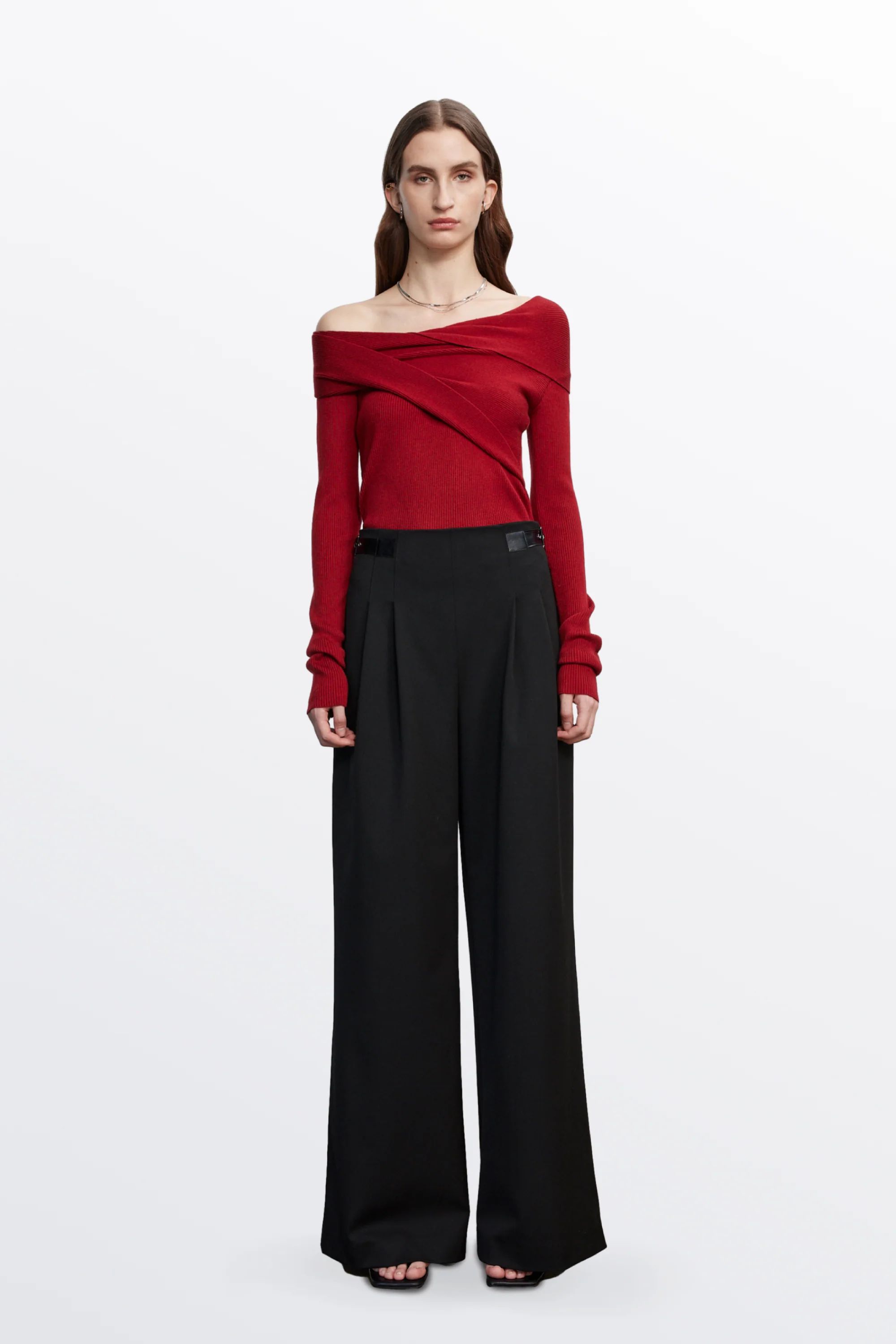 Venus Asymmetry Collar Sweater in Wool-Silk Blend | Fabrique