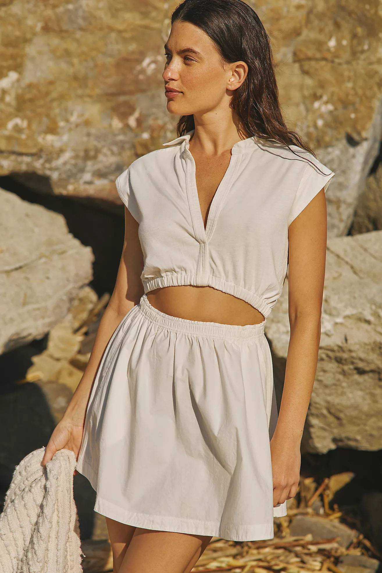 By Anthropologie Short-Sleeve Cutout Mini Dress | Anthropologie (US)