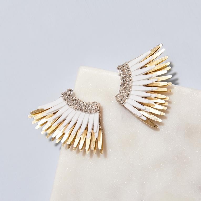 Mini Madeline Earrings White/Gold | Mignonne Gavigan