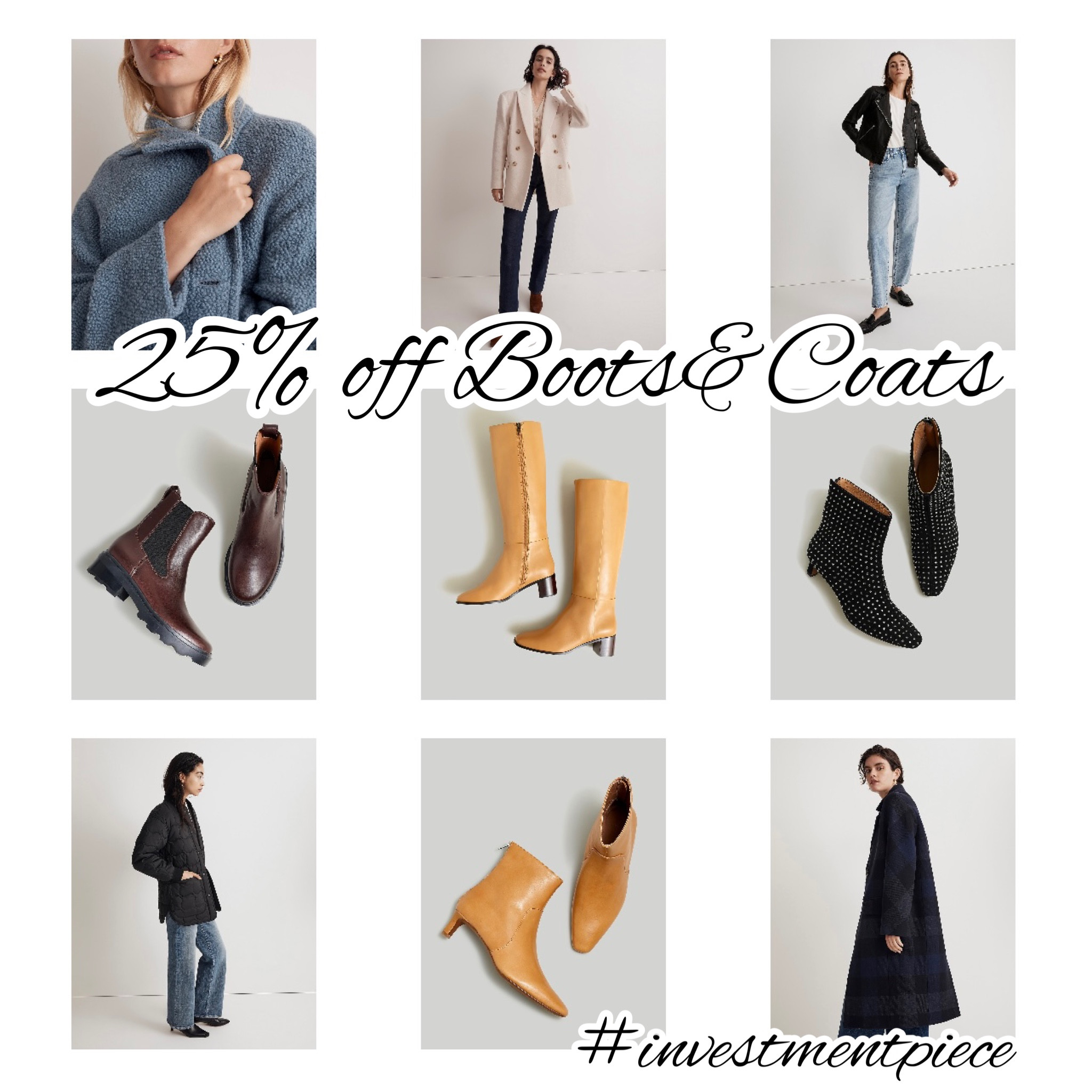 From ankle boots to on trend rhinestone. Bombers and leather. Maxi coats and cropped coats. And the classic knee high. Get 25% off all boots and coats @madewell with code COOLDAYS 

#LTKshoecrush #LTKSeasonal #LTKsalealert