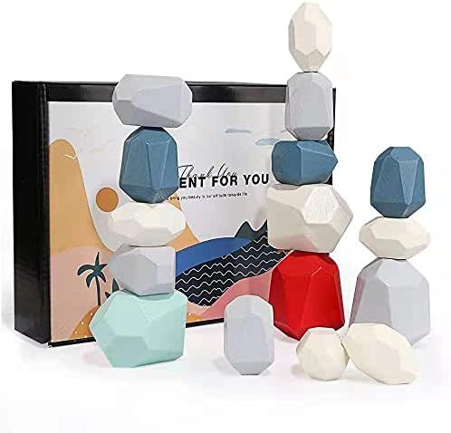 Wooden Balancing Stacking Stone Rocks Educational Learning Montessori Toy Games Natural Coloured ... | Amazon (CA)