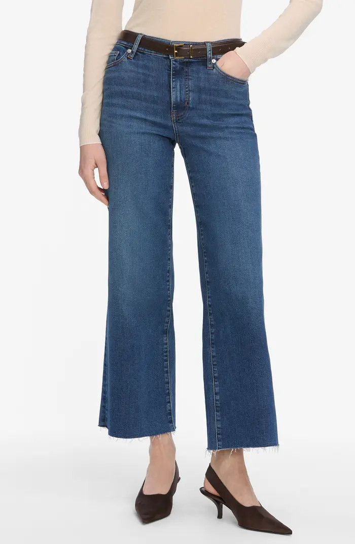 Le Slim Palazzo Raw Hem High Waist Crop Wide Leg Jeans | Nordstrom