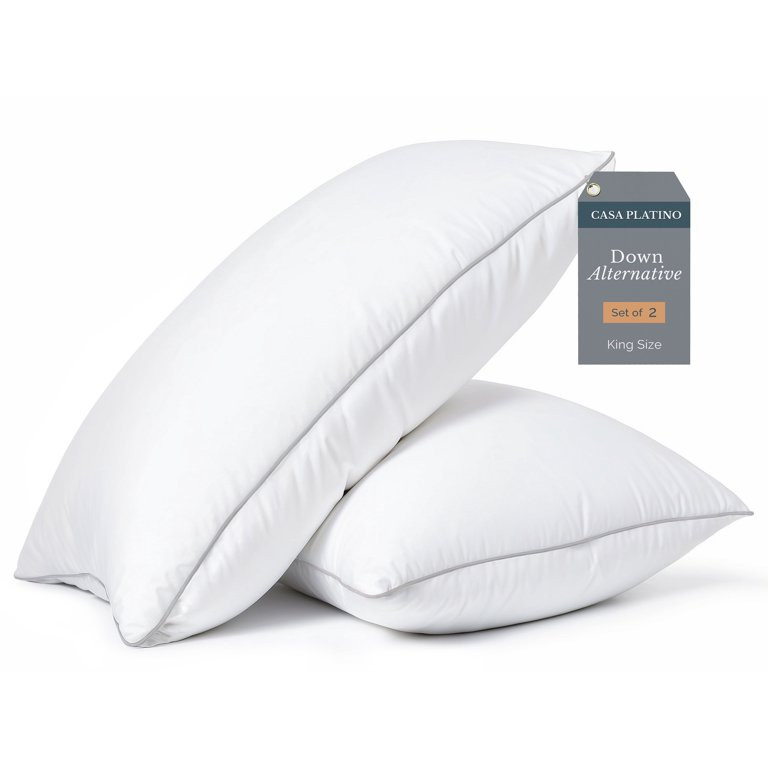 Casa Platino King Size Pillows Set of 2, Medium Soft Support, Hotel Quality King Bed Pillows, Dow... | Walmart (US)