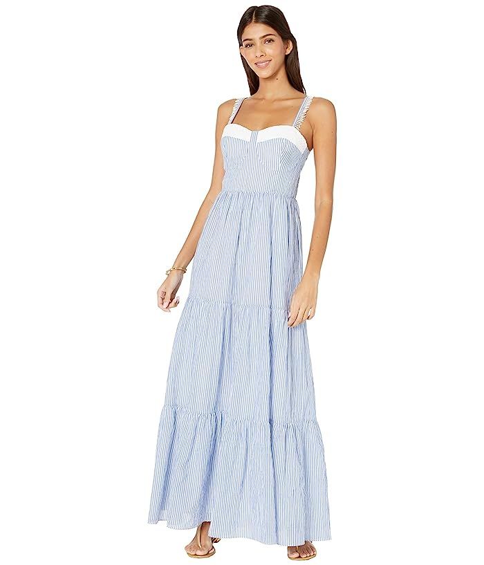 Lilly Pulitzer Jasmyn Tiered Maxi Dress (Coastal Blue Lightweight Oxford Stripe) Women's Dress | Zappos