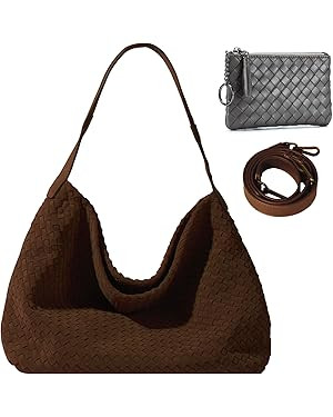 Suede Hobo Bag for Women Hand-Woven Bag Made of Suede Fabric Casual Tote Bag | Amazon (US)