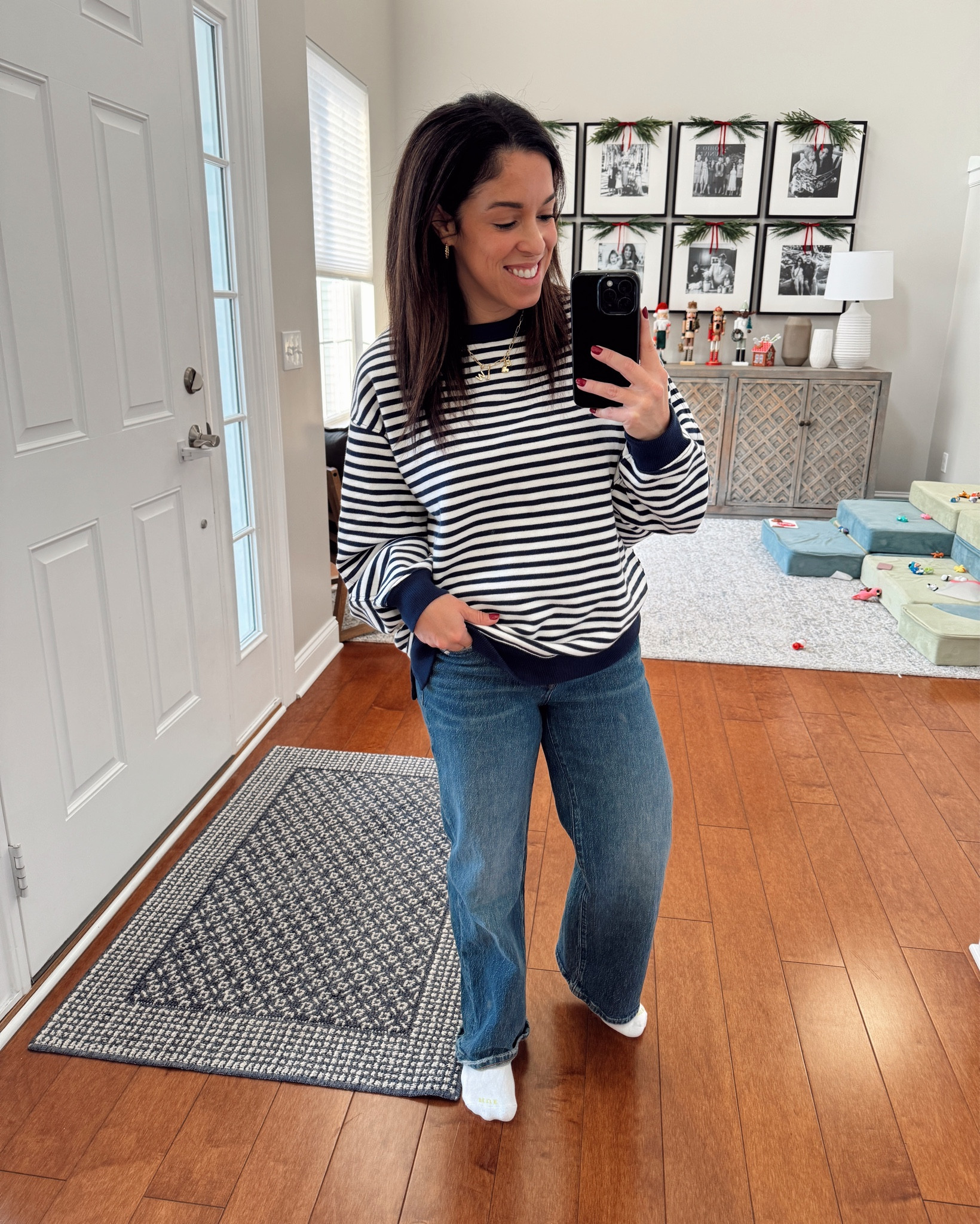 This Aerie sweatshirt is so soft and cozy, and it’s on sale today - 25% off! It comes in navy, burgundy and tan. I sized down 2 sizes so it wasn’t super oversized. I want to be able to wear it with shorts come spring! But if you like the oversized look, just size down 1 size.

My jeans are the absolute BEST! They’re my first pair of Madewell jeans, and although they were a splurge I feel they were well worth it. It’s hard for me to find flattering petite jeans that are insanely comfortable. These are all that and then some! They wash beautifully, and they don’t get awkwardly baggy throughout the day. 🙌🏼 I am between sizes and sized down 1 size since they stretch. 

Everything is linked here!

#LTKmomlife #LTKSaleAlert #LTKPetite