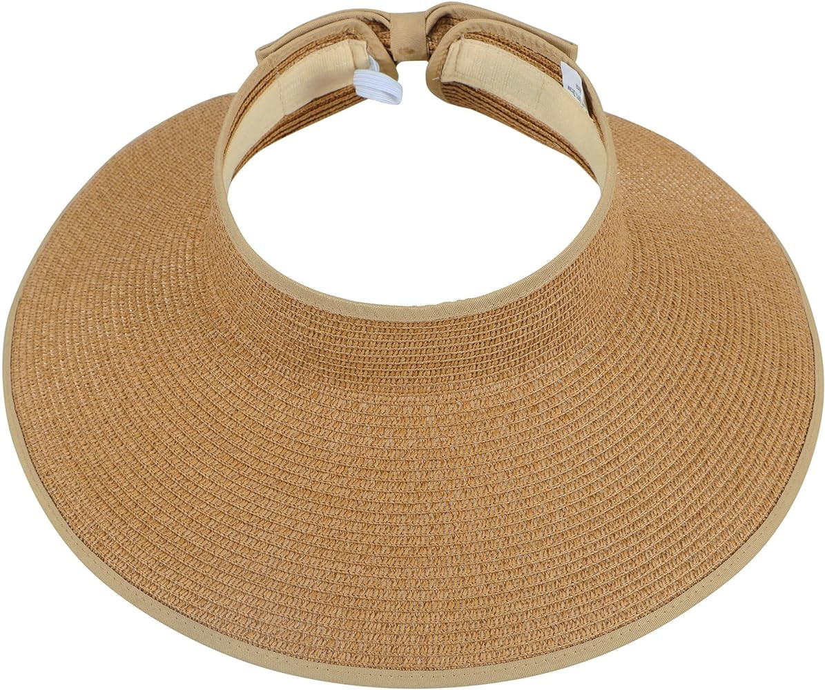 Women’s Summer Foldable Straw Sun Visor w/Cute Bowtie | Amazon (US)