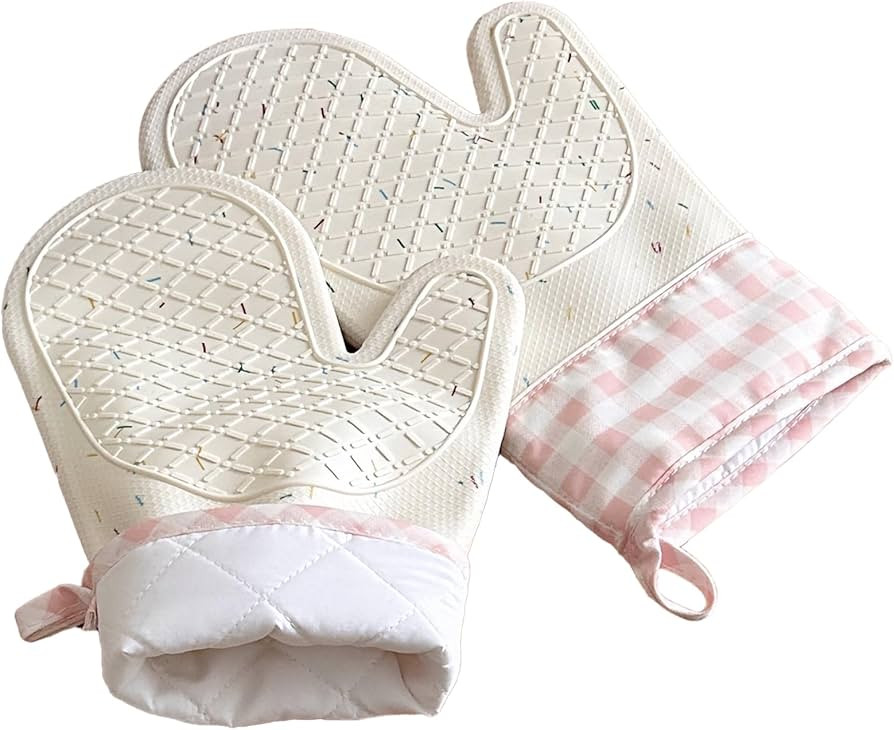 Wanheart Silicone Confetti Oven Mitts, Heat Resistant Non-Slip Cotton Lined Mittens for Cooking B... | Amazon (US)