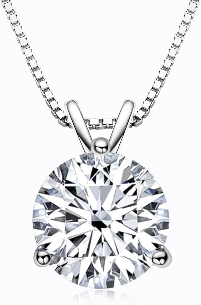 1-3 CT Moissanite Necklace for Women, Solitaire Lab Imitation Diamond Pendant, 18K White Gold Pla... | Amazon (US)