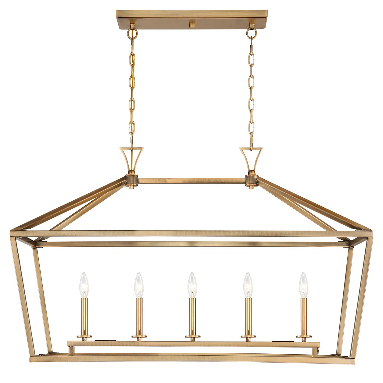Hastings 5 - Light Kitchen Island Linear Pendant in Warm Brass | Wayfair North America