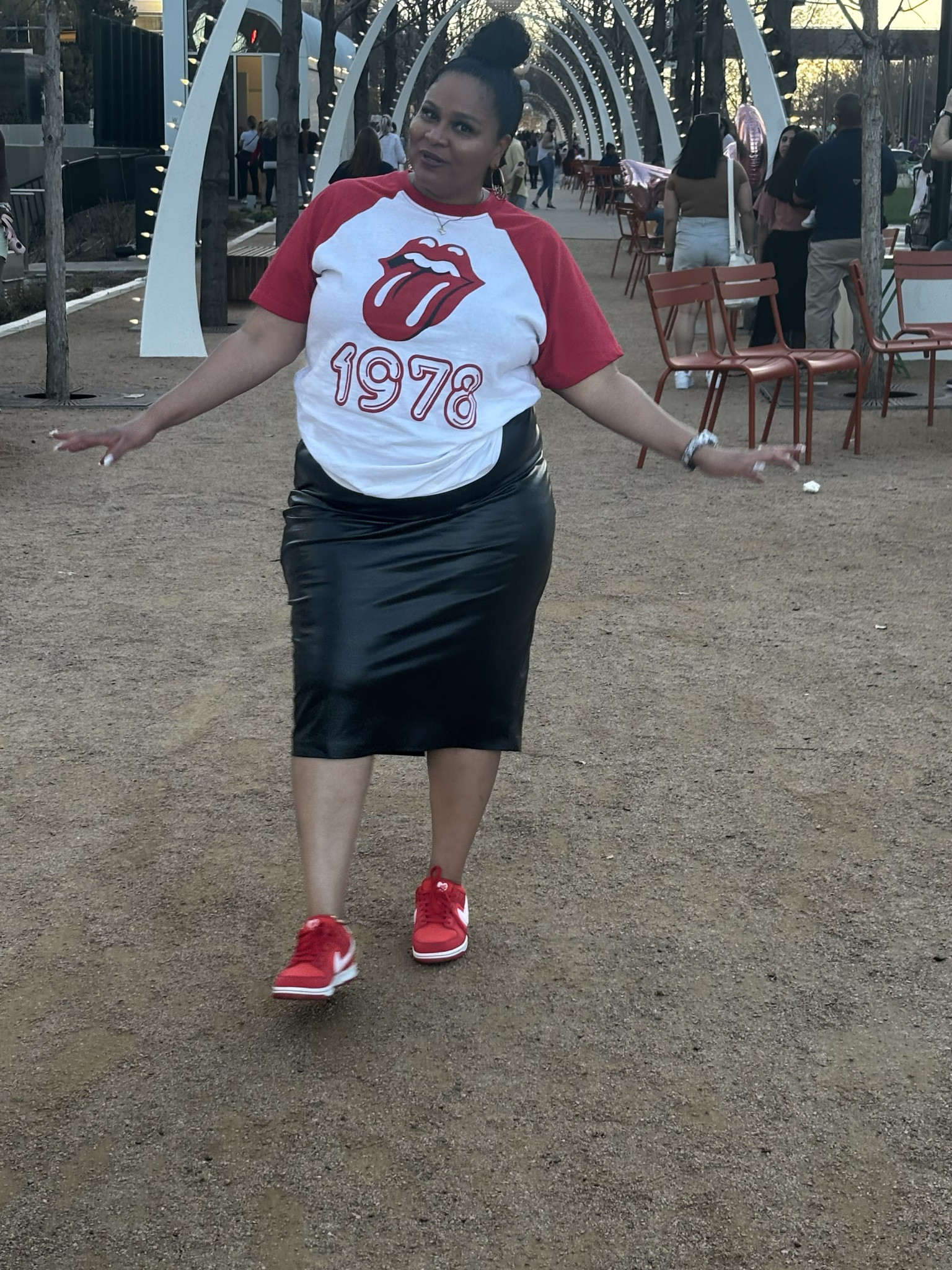 The weather was nice for a day out & about the city❣️My graphic tee from Forever 21 & pleather skirt from Eloquii were perfect to walk about the park. Nike Dunks made it so that my feet did not hurt at the end of the day 😌

#LTKstyletip #LTKover40 #LTKplussize