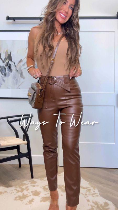 The best!! And back in stock! These $89 high rise faux leather pants are everything and they also come in black sz small
Ways to wear 
Office 
Blazer xs (linked another one I have and love that is better stocked) 
Bodysuit small
Chunky heels tts
Gucci tote bag 
Date night ..over shoulder top Sz med
Heels tts 
Gucci 2 ways to wear bag 
Classic stripe button down sz med
Linked similar on sold out shoes ..I have these as well and recommend! 


#LTKGiftGuide #LTKstyletip #LTKunder100