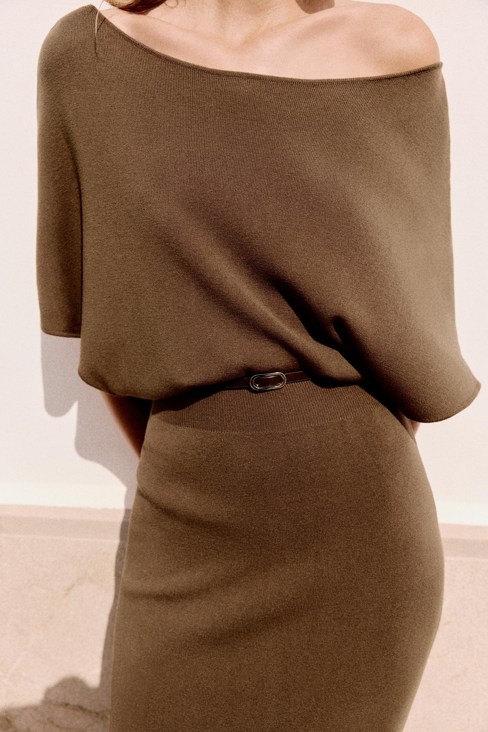 KNIT MIDI DRESS WITH BELT | Zara UK