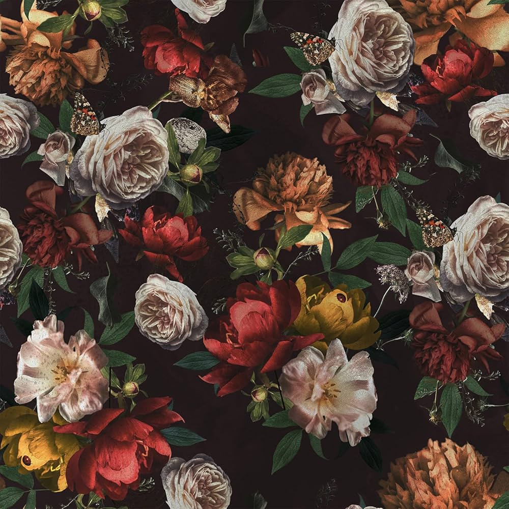 VEELIKE Dark Floral Bouquet Wallpaper Peel and Stick Vintage Roses Peonies Floral Wallpaper Mural... | Amazon (US)