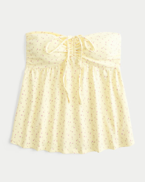 Strapless Cinched Babydoll Top | Hollister (US)