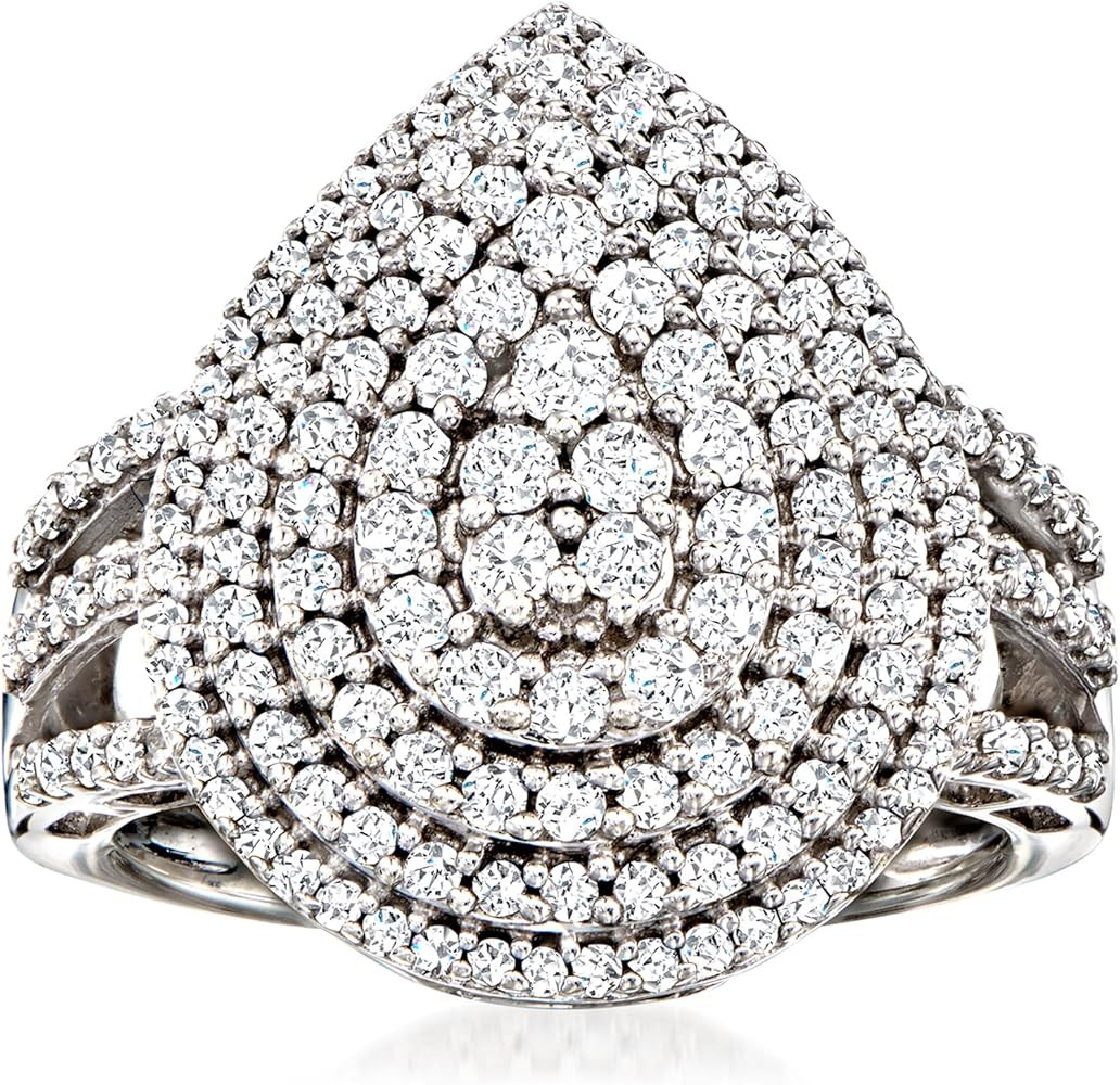 Ross-Simons 1.00 ct. t.w. Diamond Pear-Shaped Ring in Sterling Silver | Amazon (US)